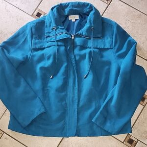 Studio Works Blue Faux Suede Zip Up Lightweight Jacket Large